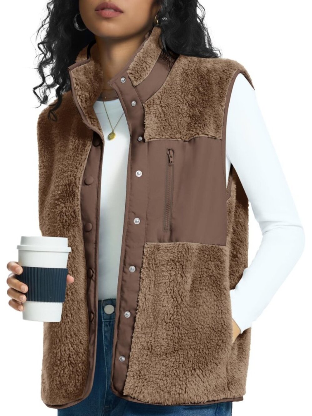 Fleece Vest Women Button Down Sherpa Vests 2026 Fall Winter Outfits